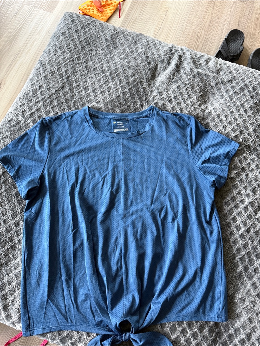tek gear Blue Short Sleeve Performance Tee with Front Knot